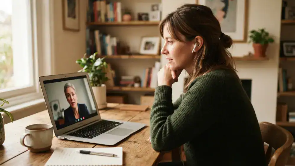 Sesión de terapia psicológica online por videollamada